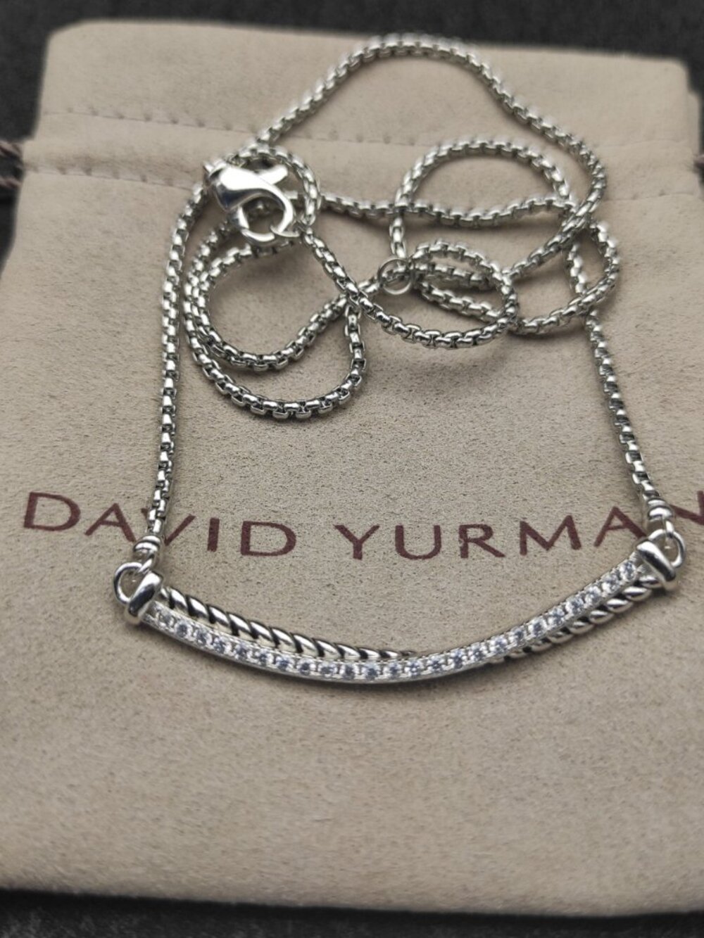 ✨ David Yurman Silver Smile Diamond Necklace